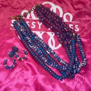 Vintage Sassy Jones Purple Tezra necklace and earrings